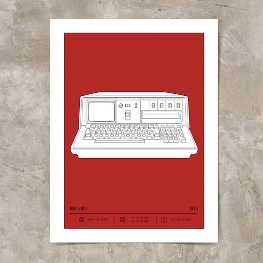 Plakat Retro Komputery IBM 5100 50x70 cm wiśniowy Inna marka