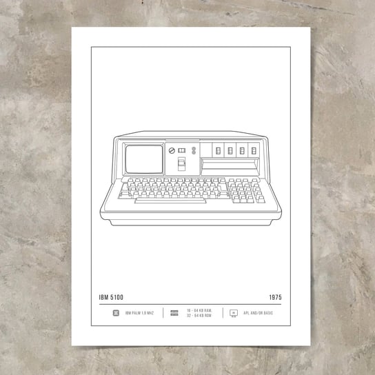 Plakat Retro Komputery IBM 5100 70x100 cm biały Inna marka