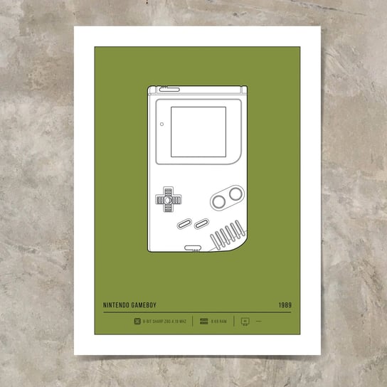 Plakat Retro Komputery Nintendo Gameboy 70x100 cm ciemny zielony Inna marka