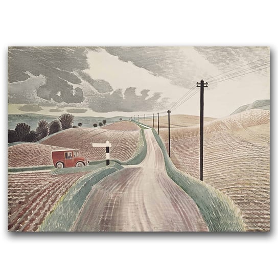 Plakat retro Krajobraz Wiltshire Eric Ravilious A3 Vintageposteria