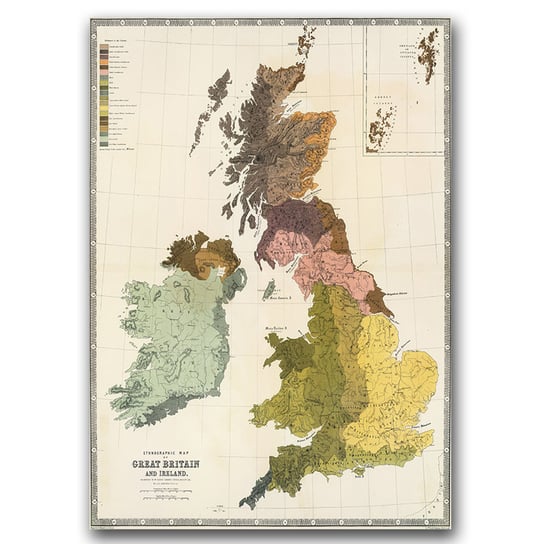 Plakat retro Mapa Wielkiej Brytanii i Irlandii A1 Vintageposteria