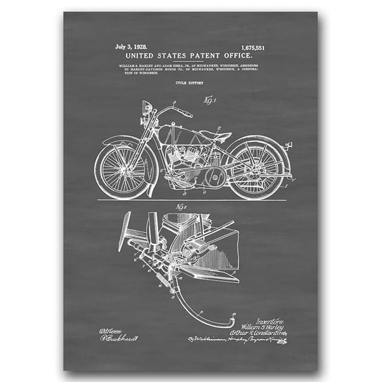 Plakat retro Motocykl patentowy Harley Davidson A3 Vintageposteria
