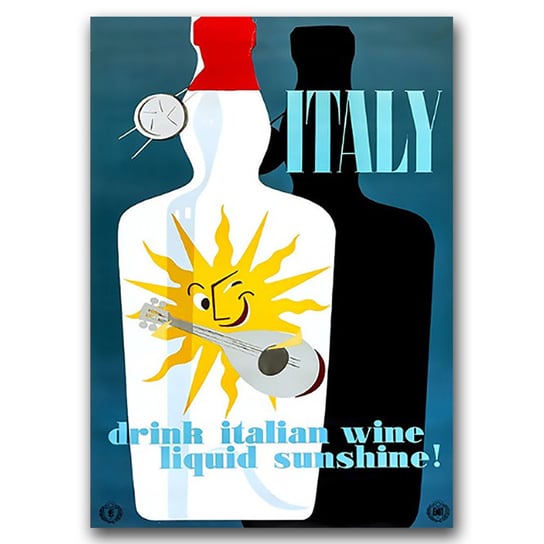 Plakat retro na ścianę Pij włoskie wino A2 Vintageposteria