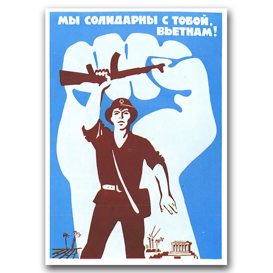Plakat retro Radziecka Solidarność z Wietnamem A3 Vintageposteria