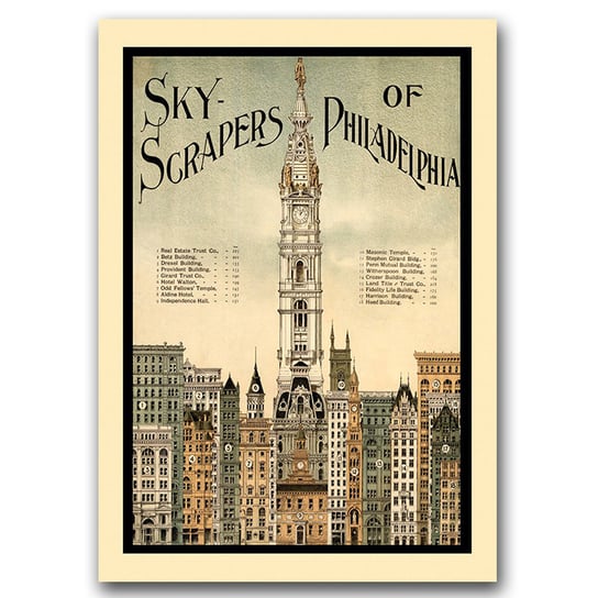 Plakat retro Wieżowce Filadelfia A1 60x85 cm Vintageposteria