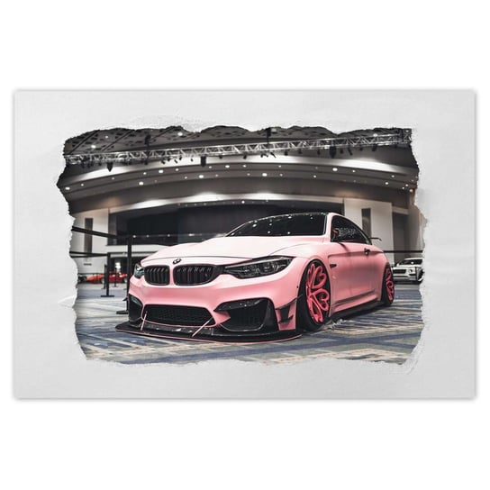 Plakat Różowe BMW, 120x80 cm ZeSmakiem