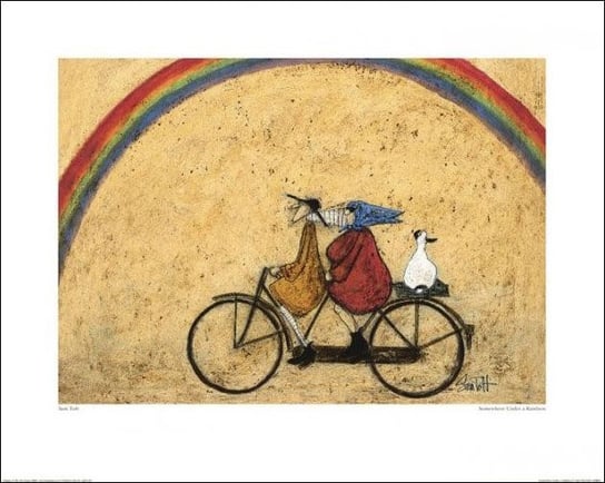 Plakat, Sam Toft Para na rowerze, Tęcza, 50x40 cm reinders