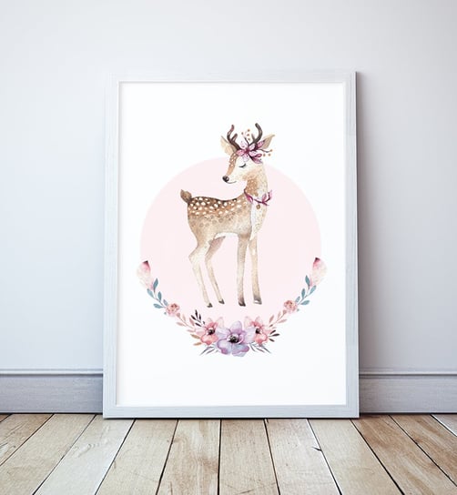 Plakat SARENKA, Leśne zwierzęta RÓŻ format 40x50cm Wallie Studio Dekoracji