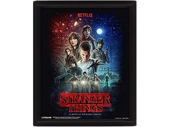 Plakat soczewkowy Stranger Things 3D, sezon 1, 25 cm x 20 cm x 1,3 cm w ramce pudełkowej - oficjalny towar Inna marka