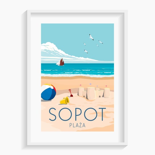 Plakat Sopot Plaża 50x70 cm A. W. WIĘCKIEWICZ