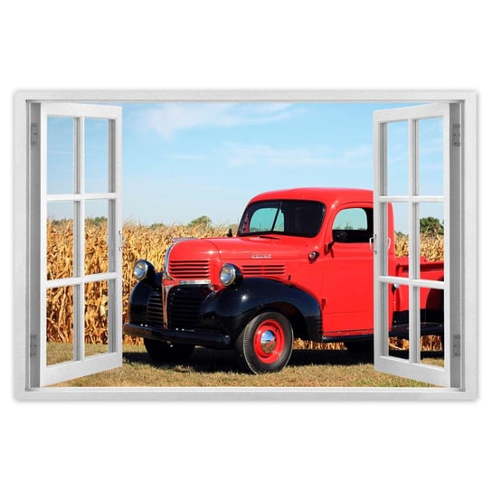 Plakat Stary Czerwony Ford PickUp, 90x60 cm ZeSmakiem