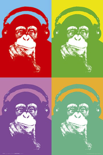 Plakat, Steez Four Monkees - Małpy w Słuchawkach, 61x91,5 cm Inna marka