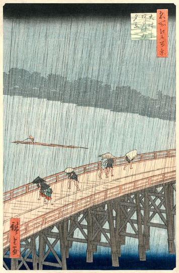 Plakat, Sudden Shower over Shin-Ōhashi Bridge and Atake, Hiroshige, 20x30 cm reinders