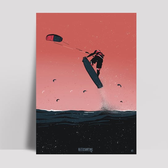 Plakat SURF Kite Session – Sunset 50x70 Maciej Święty Rysuje