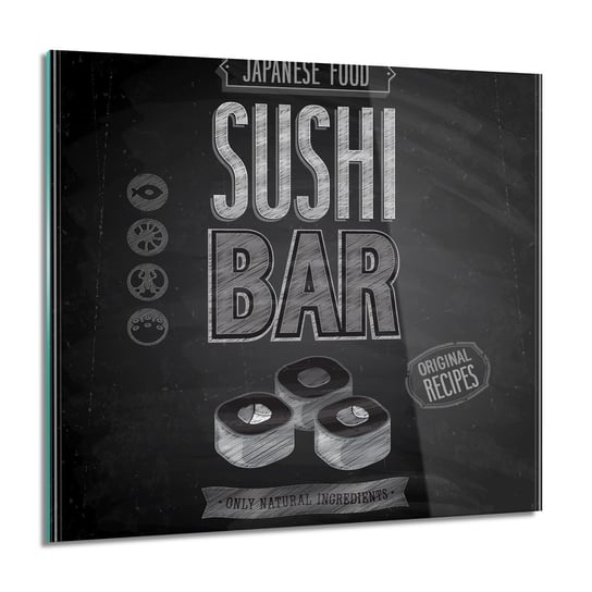 Plakat sushi vintage foto na szkle ścienne, 60x60 cm ArtPrintCave