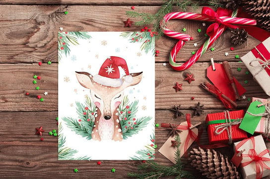 Plakat świąteczny JELONEK format A4 Wallie Studio Dekoracji