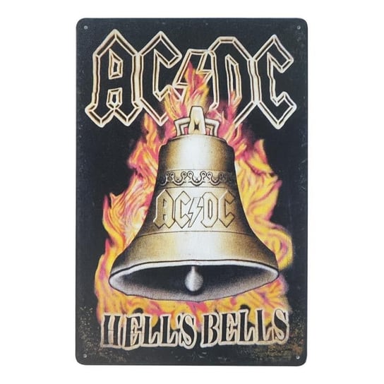 Plakat Tabliczka dekoracyjna metalowa AC DC HELLS BELLS RustykalneUchwyty