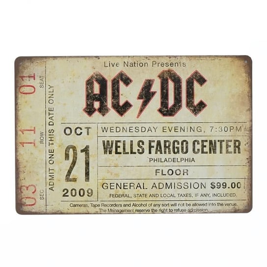 Plakat Tabliczka dekoracyjna metalowa AC/DC LIVE RustykalneUchwyty