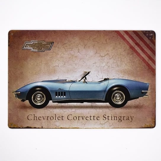 Plakat Tabliczka dekoracyjna metalowa CORVETTE STINGRAY RustykalneUchwyty