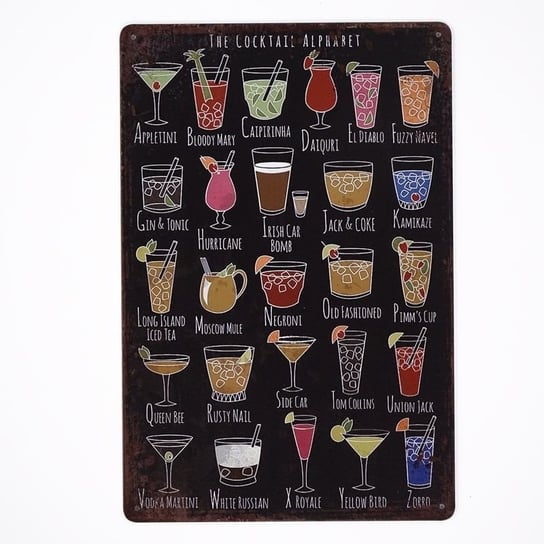 Plakat Tabliczka dekoracyjna metalowa DRINKS BOARD RustykalneUchwyty