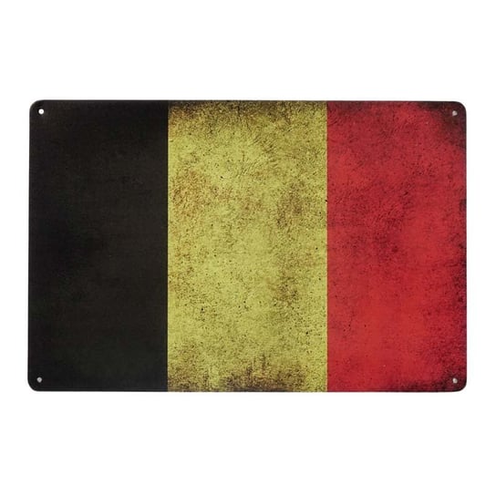 Plakat Tabliczka Dekoracyjna Metalowa Flaga Belgii Rustykalne Uchwyt