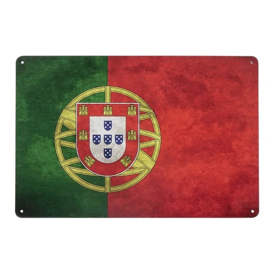 Plakat Tabliczka Dekoracyjna Metalowa Flaga Portugalii Rustykalne Uchwyt