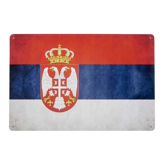 Plakat Tabliczka Dekoracyjna Metalowa Flaga Serbii Rustykalne Uchwyt