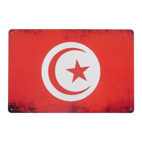 Plakat Tabliczka Dekoracyjna Metalowa Flaga Tunezji Rustykalne Uchwyt