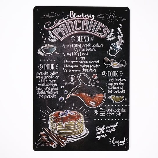 Plakat Tabliczka dekoracyjna metalowa FOOD PANCAKES RustykalneUchwyty