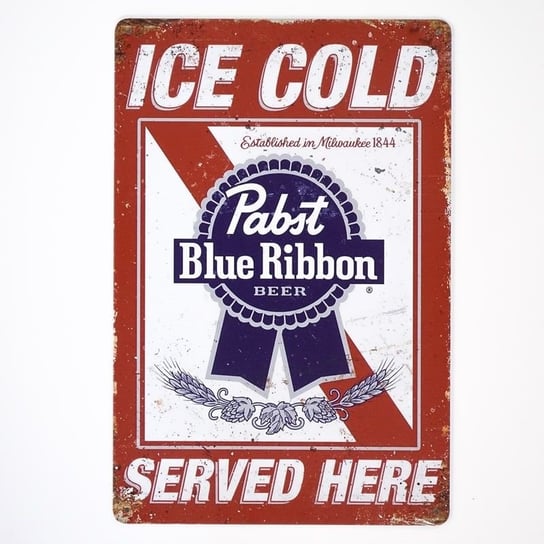 Plakat Tabliczka dekoracyjna metalowa ICE COLD PABST BLUE RustykalneUchwyty