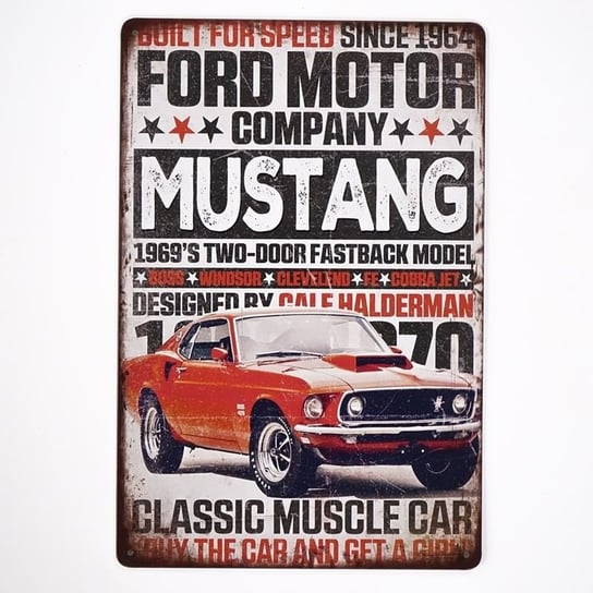 Plakat Tabliczka dekoracyjna metalowa MUSTANG FORD MOTOR RustykalneUchwyty