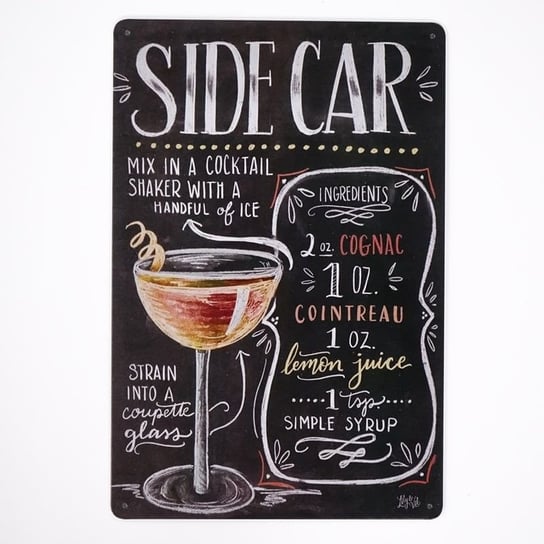 Plakat Tabliczka dekoracyjna metalowa SIDE CAR RustykalneUchwyty