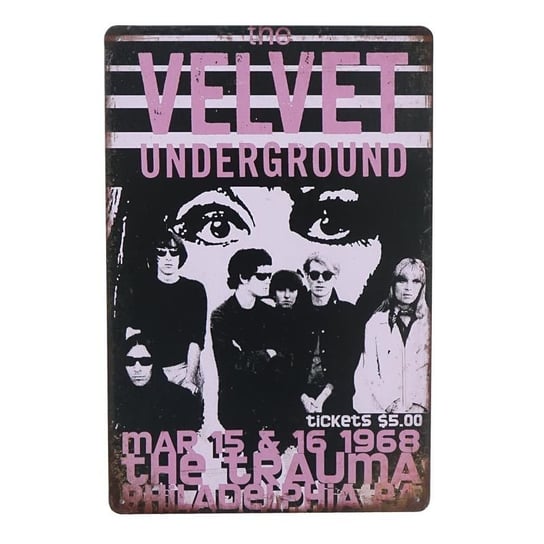 Plakat Tabliczka dekoracyjna metalowa VELVET UNDERGROUND 1968 RustykalneUchwyty