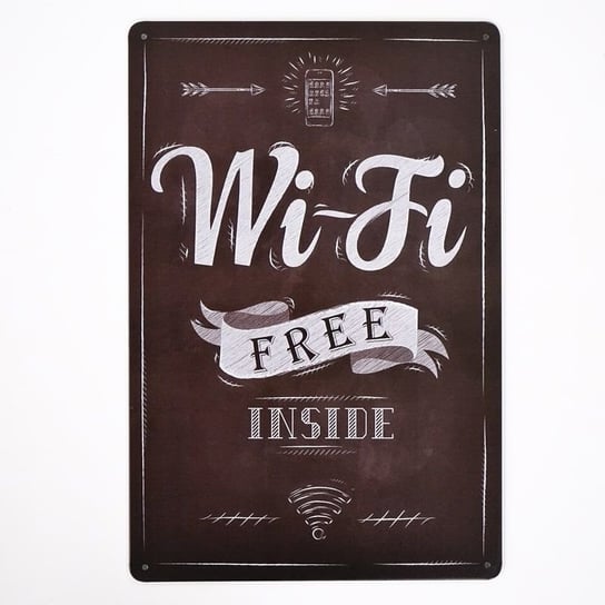 Plakat Tabliczka dekoracyjna metalowa WI-FI FREE RustykalneUchwyty