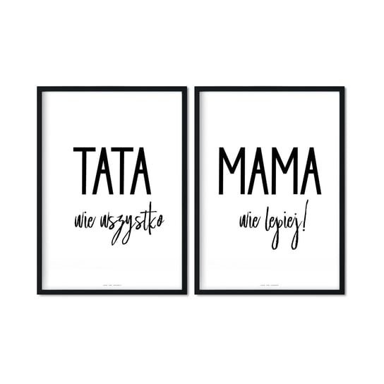 Plakat Tata i Mama, biało-czarny, 40x50 cm Love The Journey