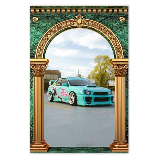 Plakat Turkusowa Fura Sport Car, 60x90 cm ZeSmakiem