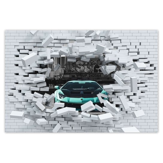 Plakat Turkusowe Lamborghini, 90x60 cm ZeSmakiem