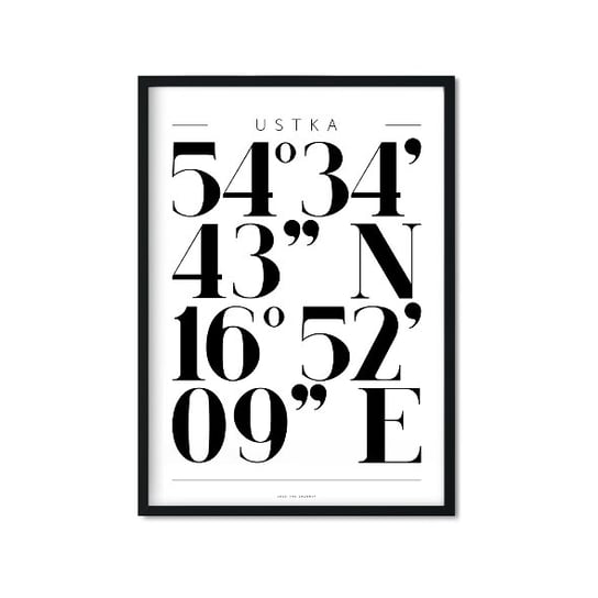 Plakat Ustka, biało-czarny, 30x40 cm Love The Journey