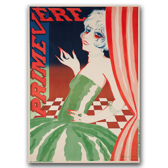 Plakat vintage do salonu Kobieca ilustracja A1 Vintageposteria