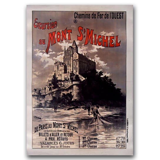 Plakat vintage do salonu Mont St Michel France A3 Vintageposteria