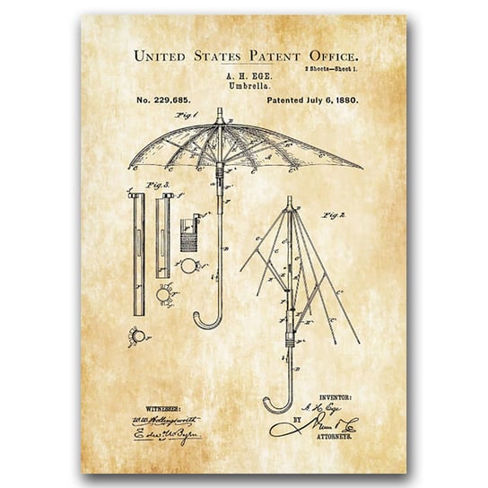 Plakat vintage do salonu Parasol Patent A3 Vintageposteria