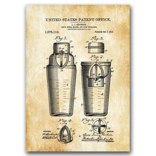 Plakat vintage do salonu Shaker Patent A3 Vintageposteria