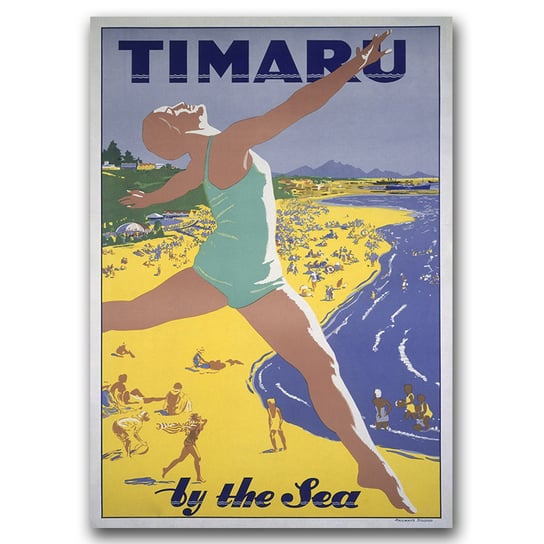 Plakat vintage do salonu Timaru Nowa Zelandia A3 Vintageposteria