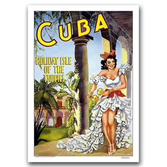Plakat vintage do salonu Wakacje na Kubie A2 Vintageposteria
