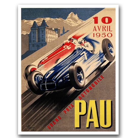 Plakat vintage Grand Prix Automobile PAU A1 Vintageposteria