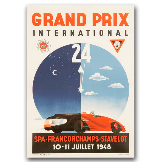 Plakat vintage Grand Prix International SPA A3 Vintageposteria