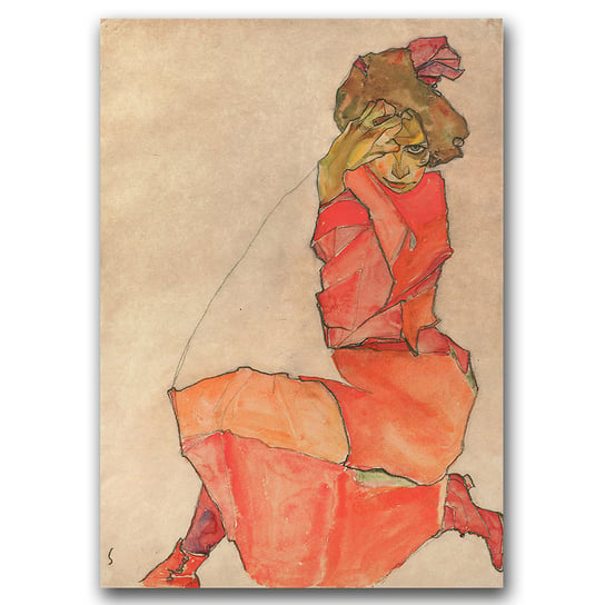 Plakat vintage Klęcząca kobieta Egon Schiele A1 Vintageposteria
