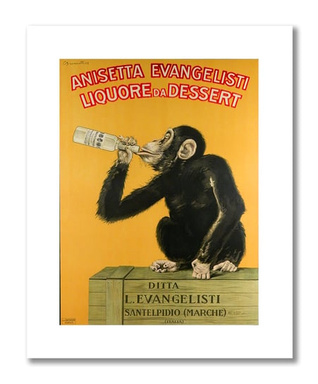 plakat vintage, małpa - alkohol 40x50 DEKORAMA