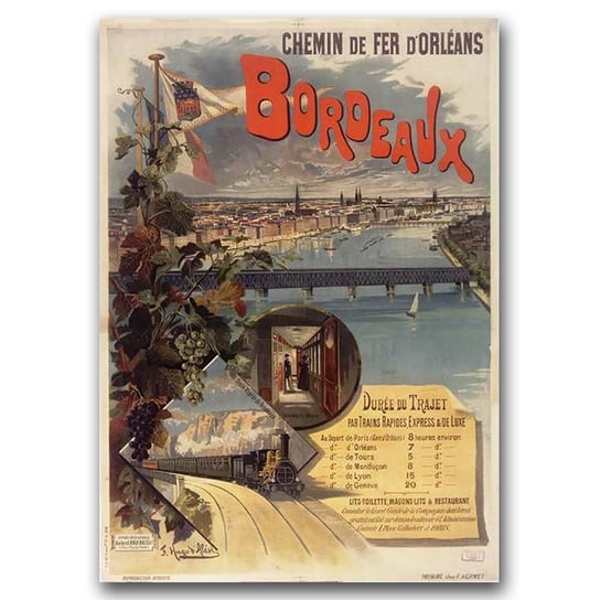 Plakat vintage na płótnie Bordeaux France A2 Vintageposteria