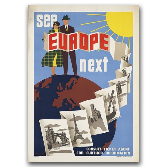 Plakat vintage na płótnie Europa A2 40 x 60 cm Vintageposteria
